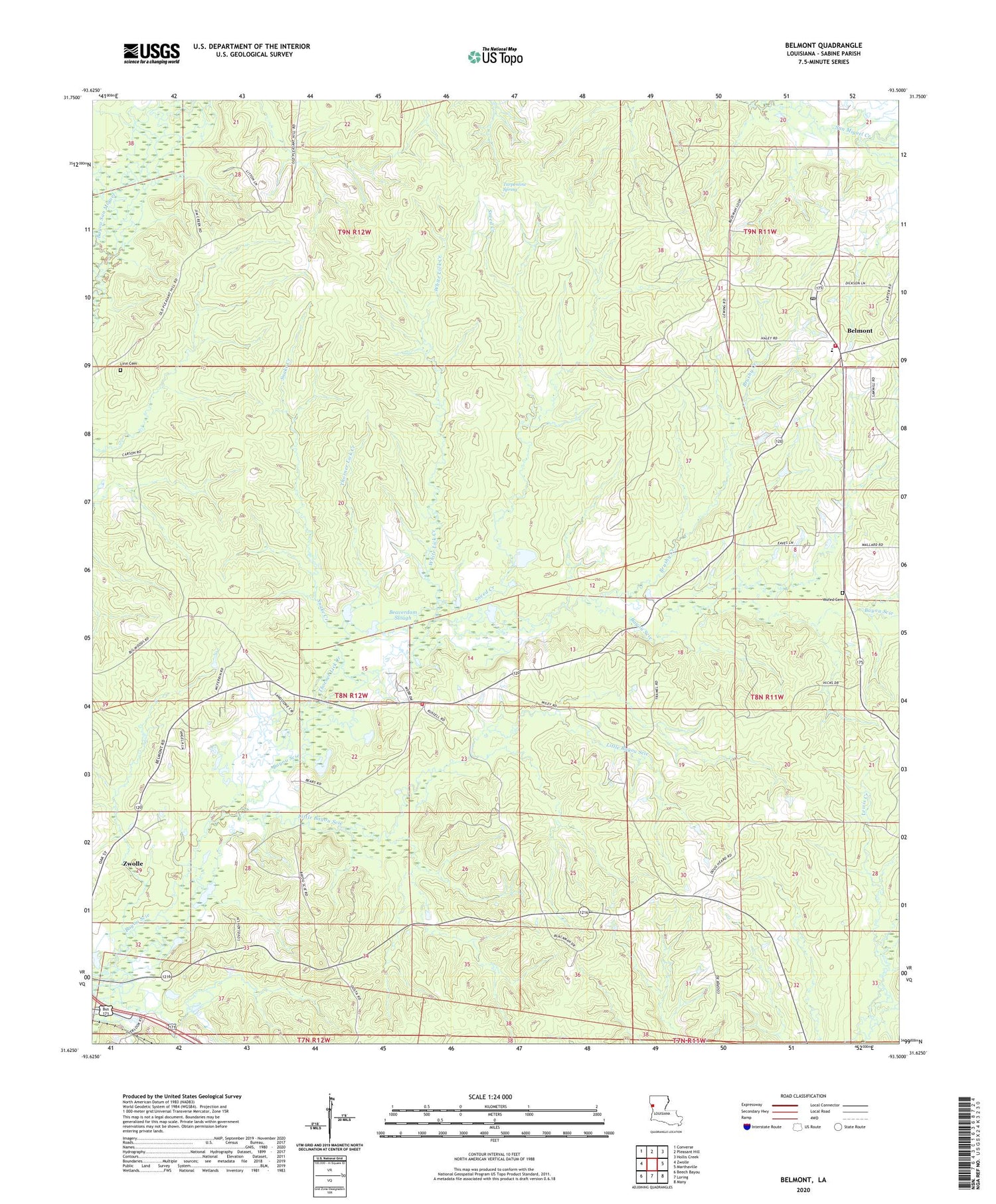 Belmont Louisiana US Topo Map Image
