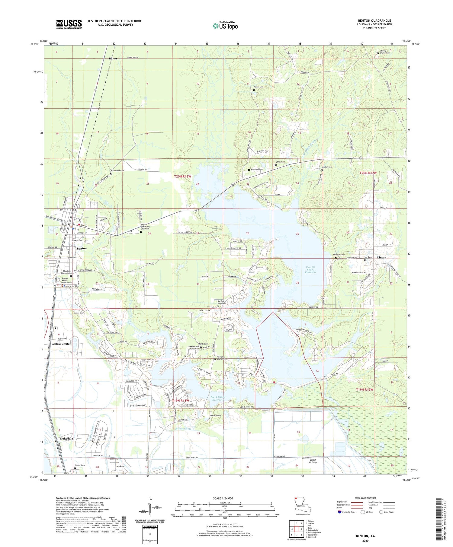 Benton Louisiana US Topo Map Image