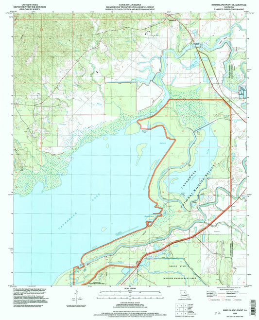 Classic USGS Bird Island Point Louisiana 7.5'x7.5' Topo Map Image
