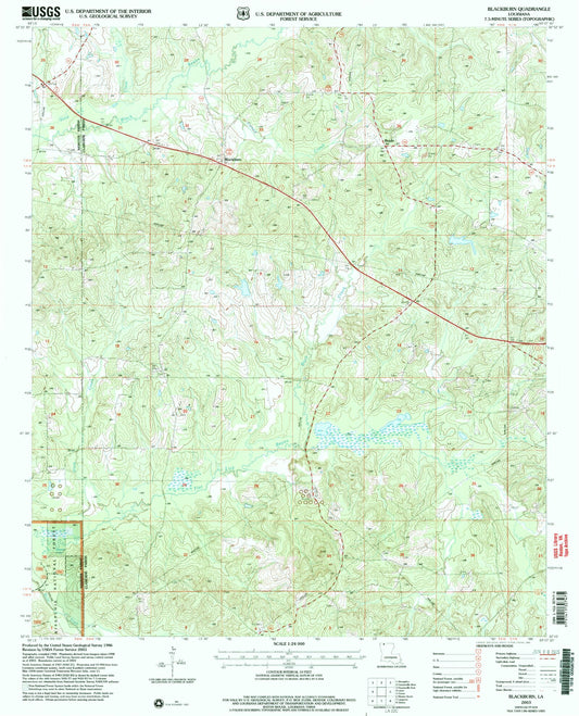 Classic USGS Blackburn Louisiana 7.5'x7.5' Topo Map Image