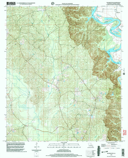 Classic USGS Blankston Louisiana 7.5'x7.5' Topo Map Image