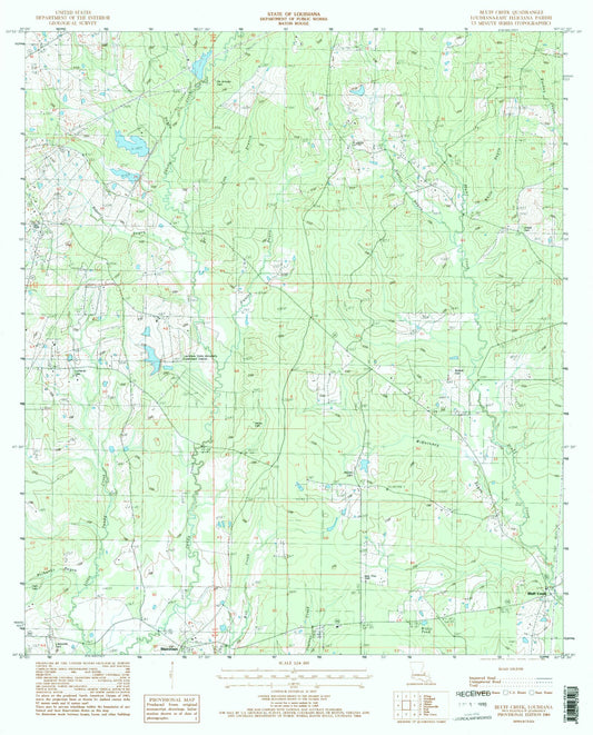 Classic USGS Bluff Creek Louisiana 7.5'x7.5' Topo Map Image