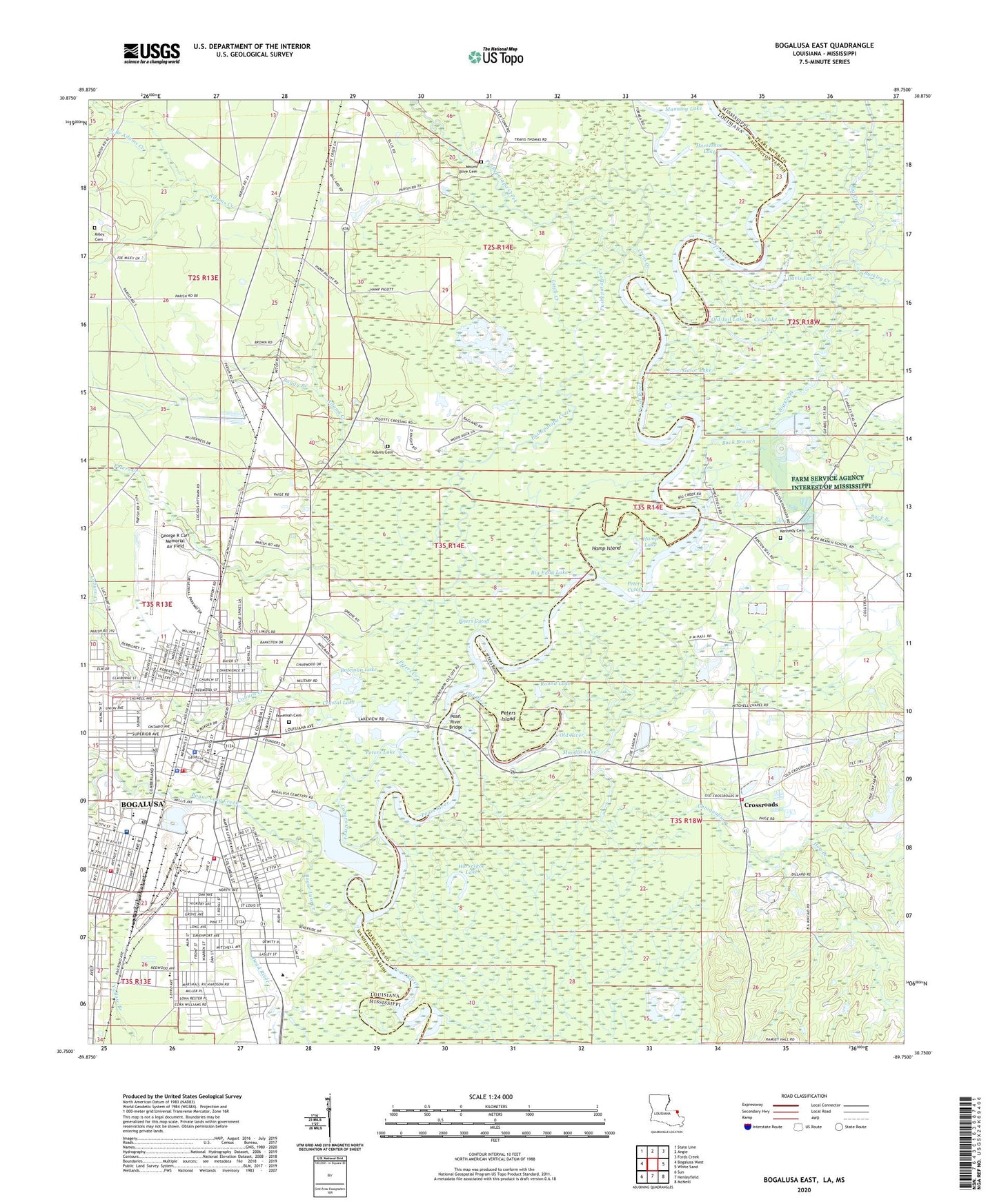 Bogalusa East Louisiana US Topo Map Image