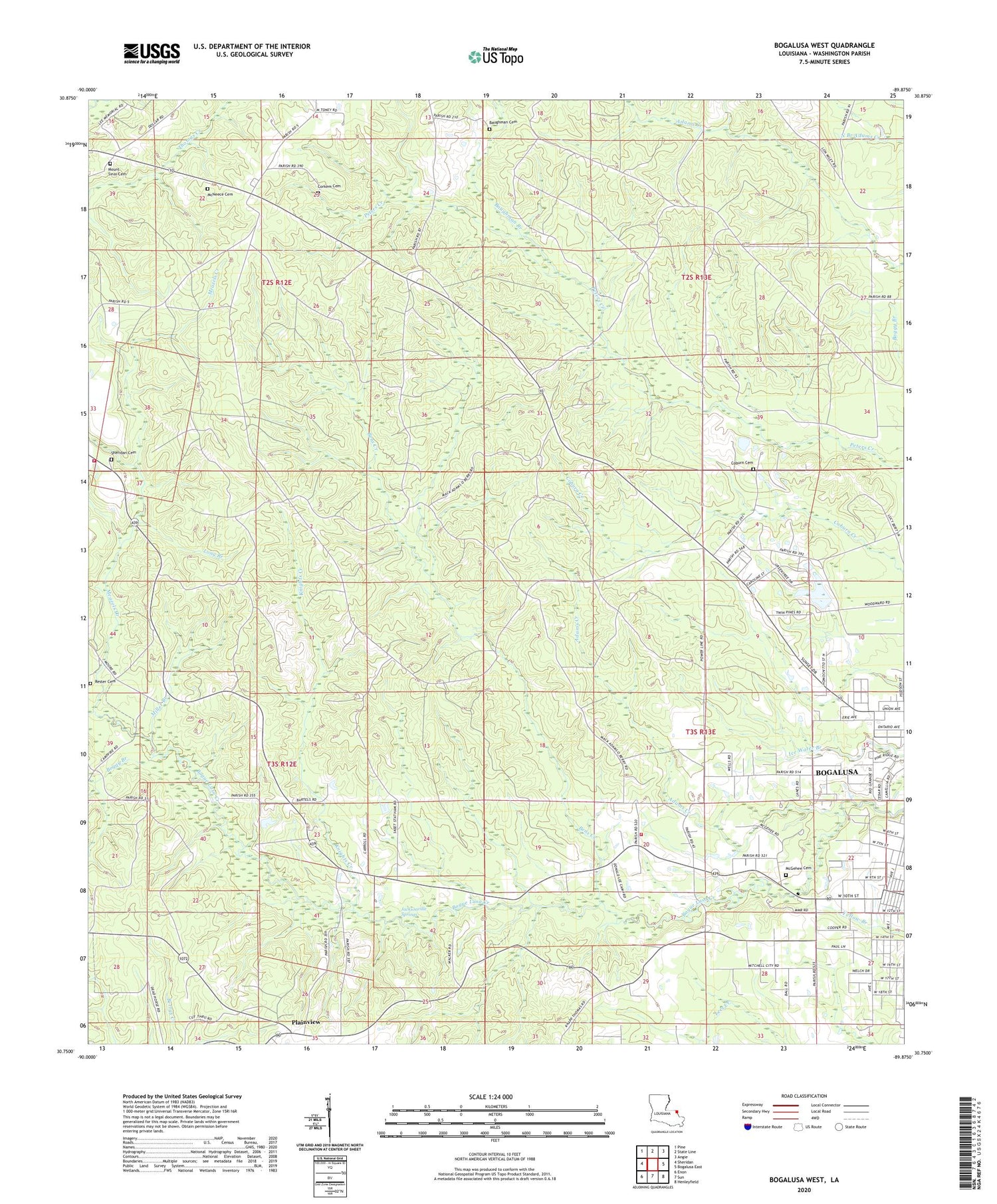 Bogalusa West Louisiana US Topo Map Image