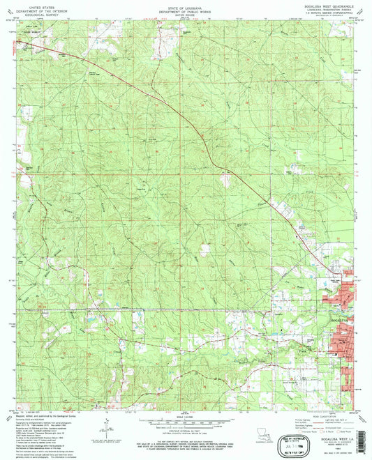 Classic USGS Bogalusa West Louisiana 7.5'x7.5' Topo Map Image