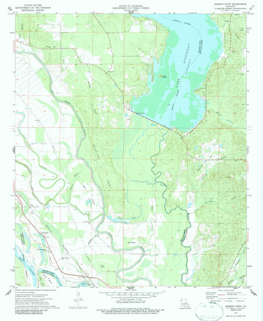 Classic USGS Bossier Point Louisiana 7.5'x7.5' Topo Map Image