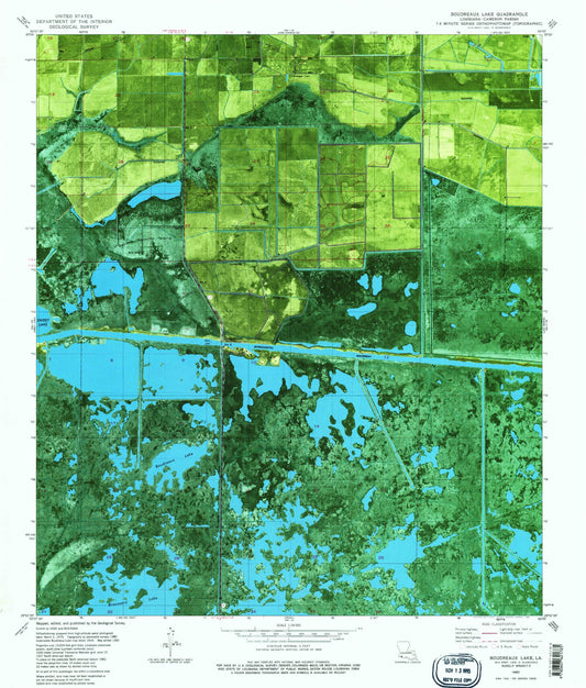 Classic USGS Boudreaux Lake Louisiana 7.5'x7.5' Topo Map Image