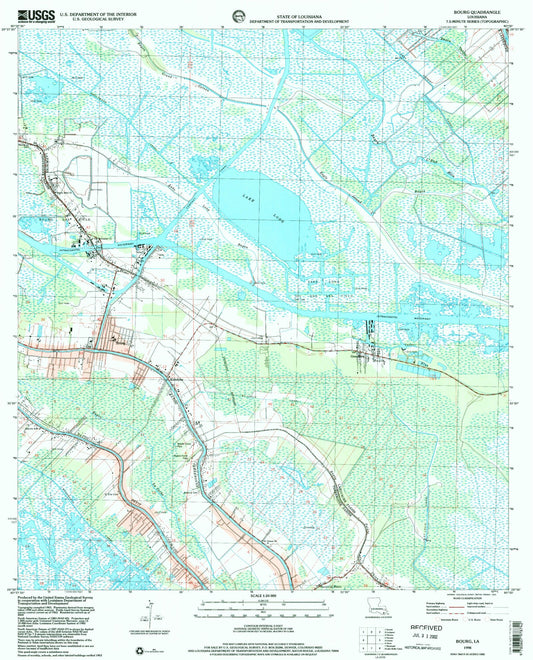 Classic USGS Bourg Louisiana 7.5'x7.5' Topo Map Image