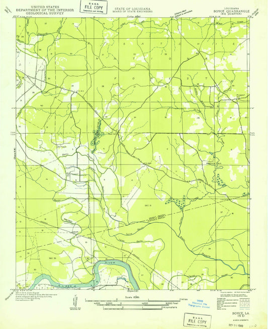 Classic USGS Rock Hill Louisiana 7.5'x7.5' Topo Map Image