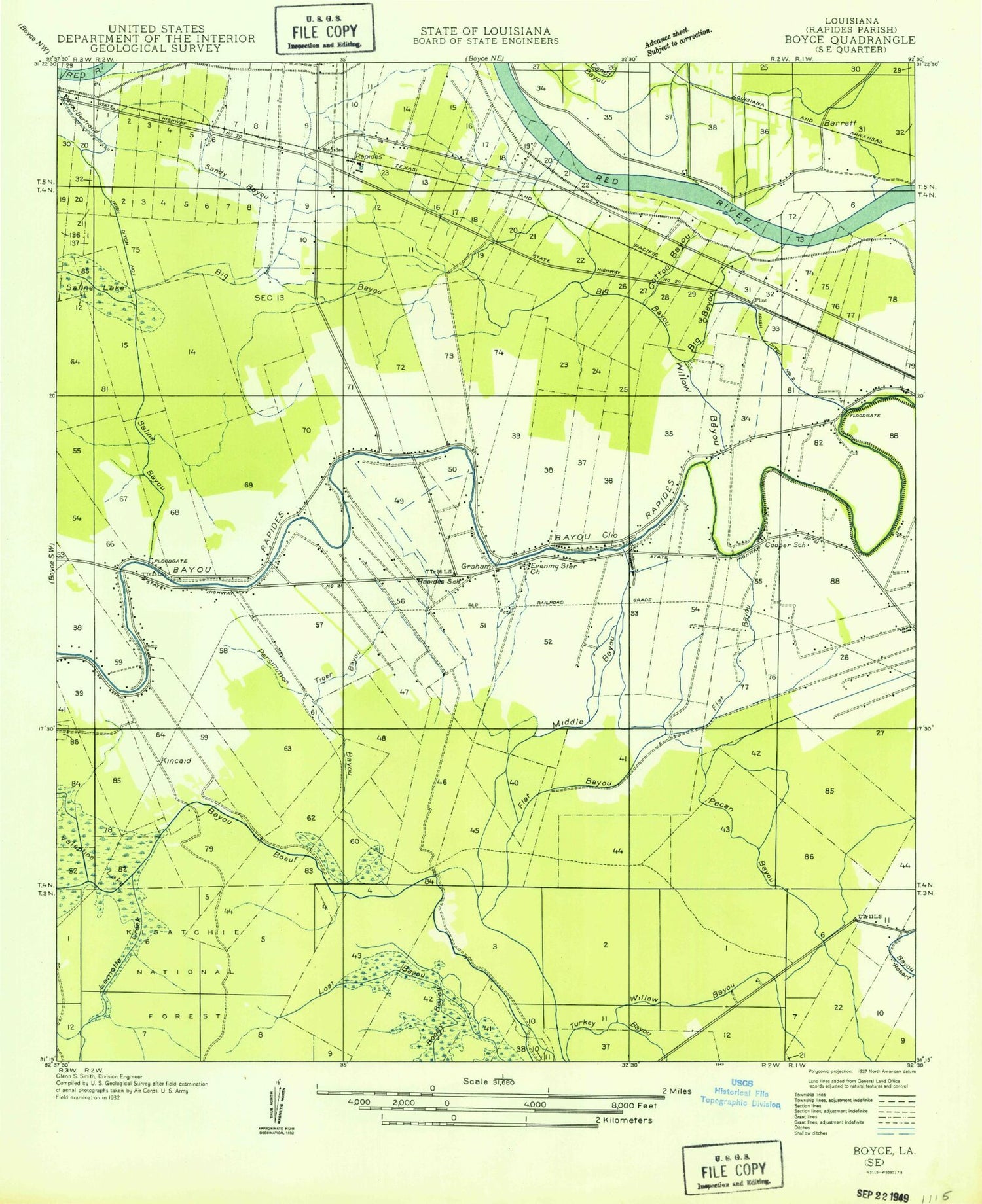 Classic USGS Rapides Louisiana 7.5'x7.5' Topo Map Image