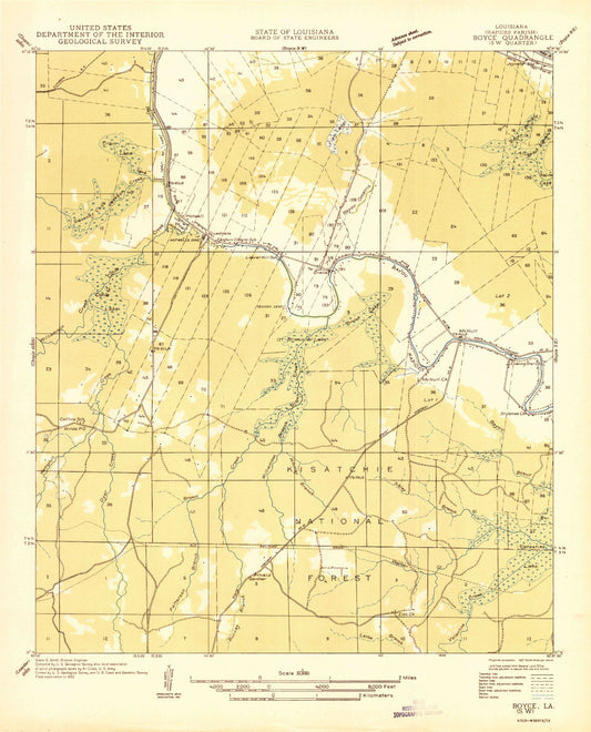 Classic USGS Gardner Louisiana 7.5'x7.5' Topo Map Image
