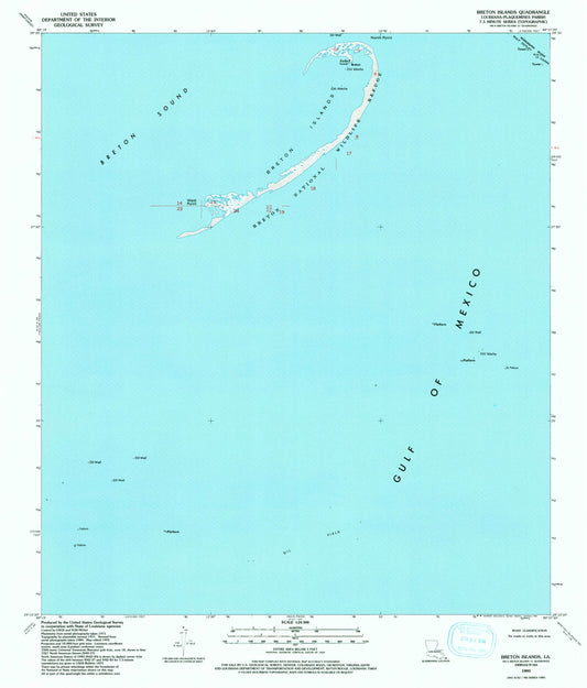 Classic USGS Breton Islands Louisiana 7.5'x7.5' Topo Map Image
