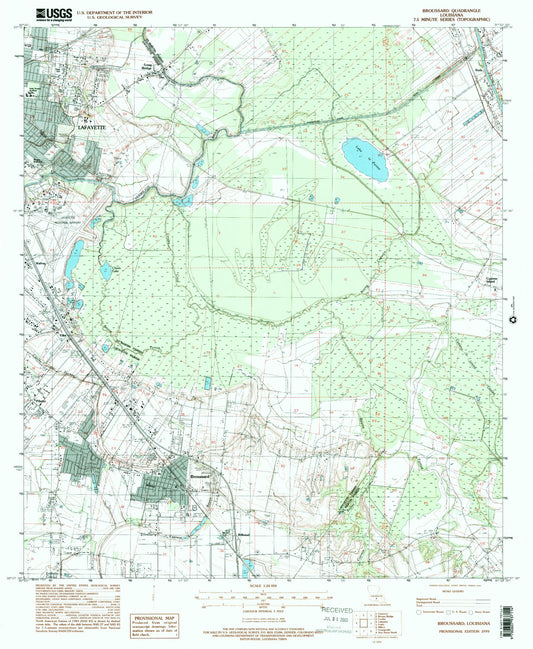 Classic USGS Broussard Louisiana 7.5'x7.5' Topo Map Image