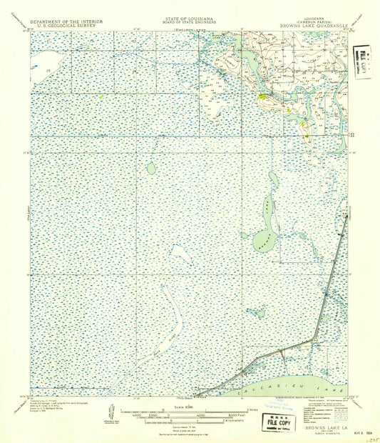 Classic USGS Browns Lake Louisiana 7.5'x7.5' Topo Map Image