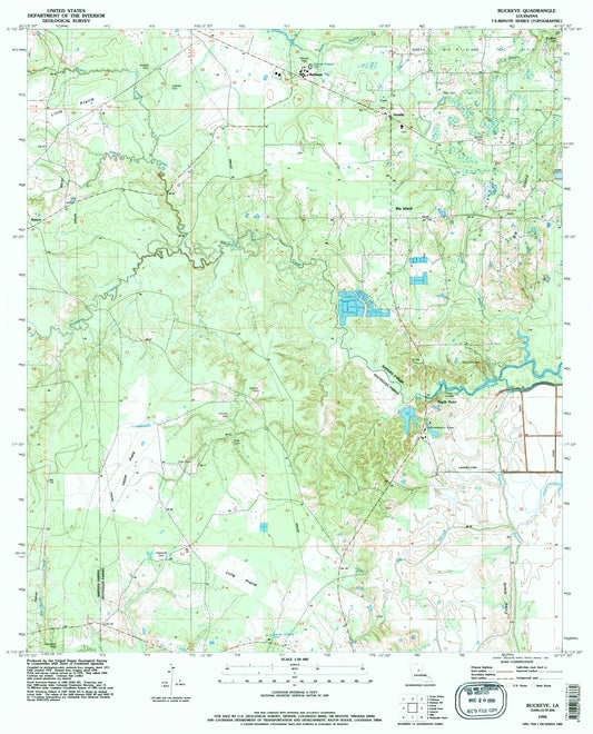 Classic USGS Buckeye Louisiana 7.5'x7.5' Topo Map Image