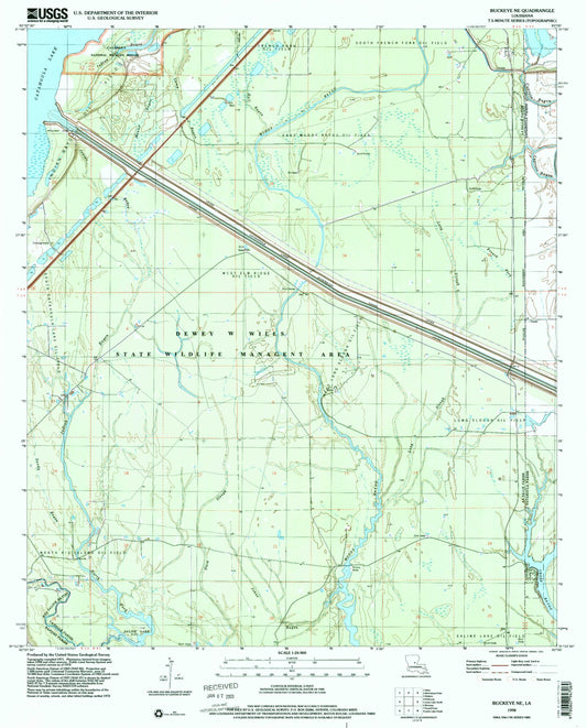 Classic USGS Buckeye NE Louisiana 7.5'x7.5' Topo Map Image