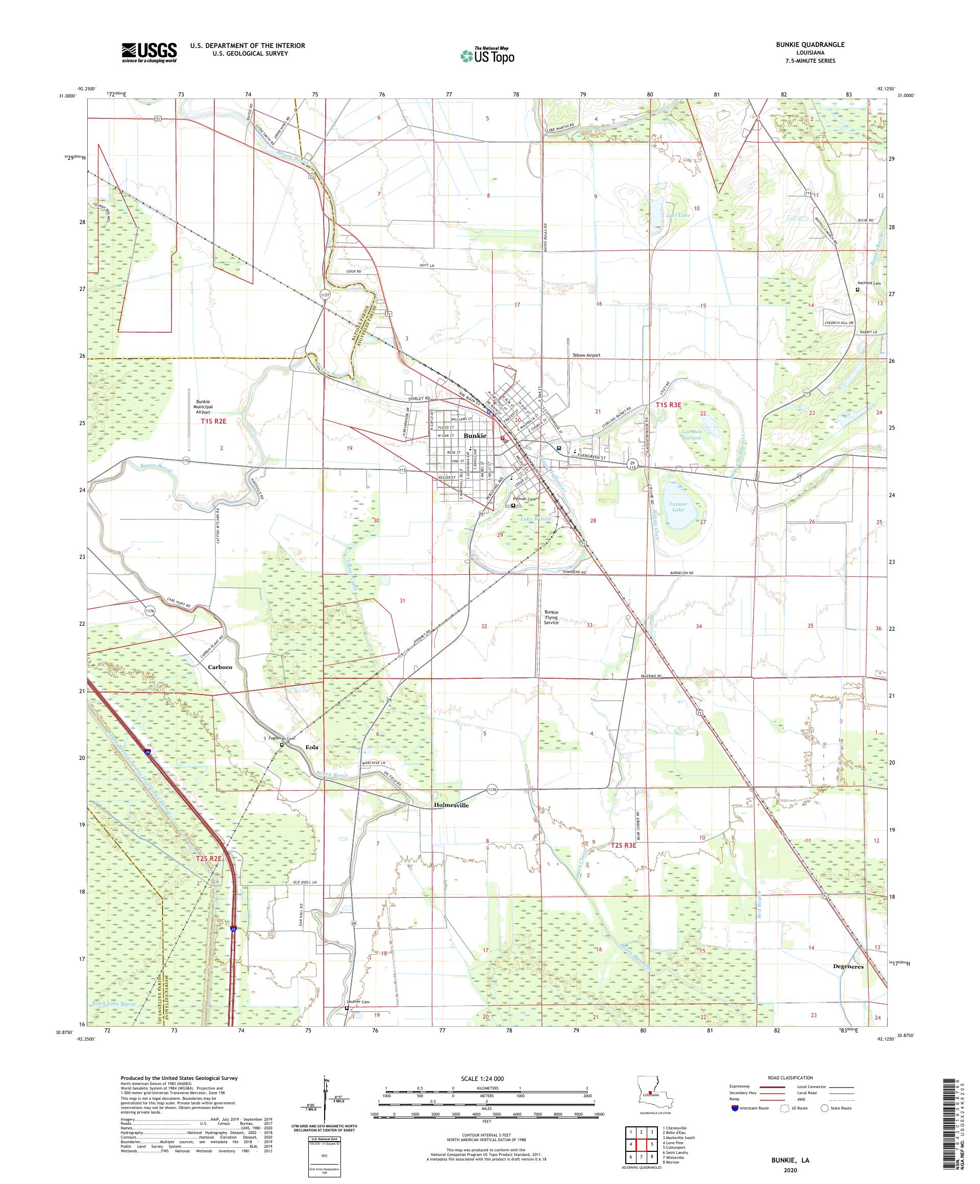 Bunkie Louisiana US Topo Map MyTopo Map Store