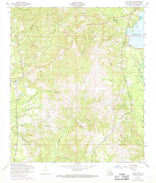 Classic USGS Burr Ferry Louisiana 7.5'x7.5' Topo Map Image
