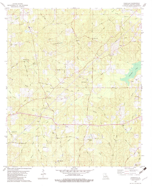 Classic USGS Cadeville Louisiana 7.5'x7.5' Topo Map Image