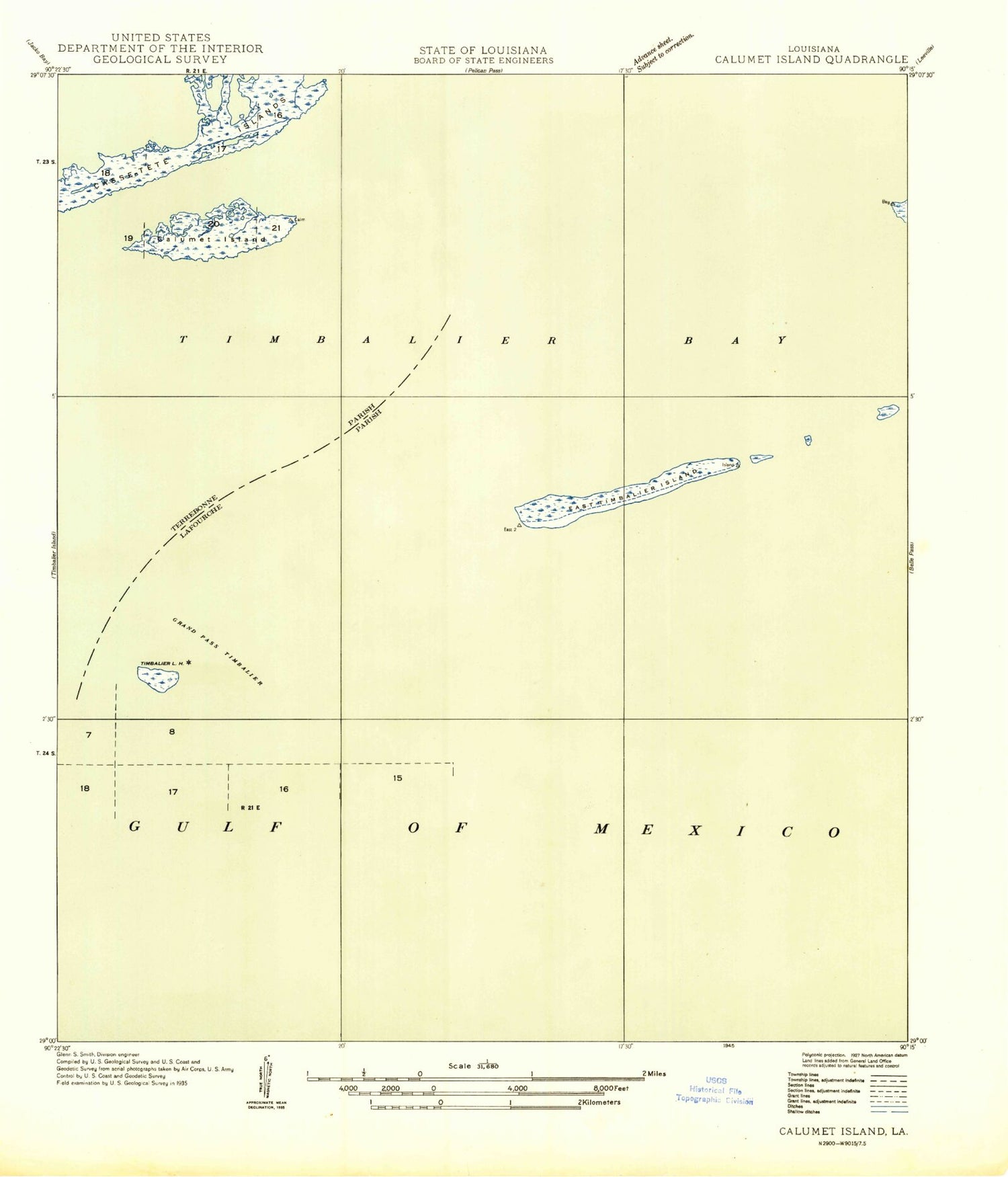 Classic USGS Calumet Island Louisiana 7.5'x7.5' Topo Map Image