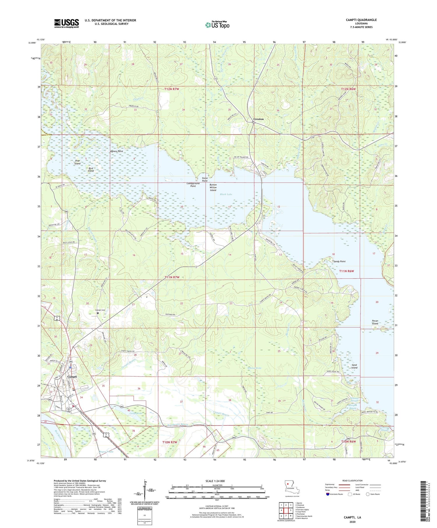 Campti Louisiana US Topo Map Image