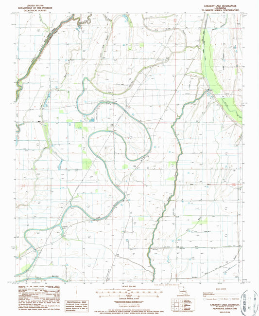 Classic USGS Caraway Lake Louisiana 7.5'x7.5' Topo Map Image