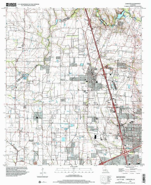 Classic USGS Carencro Louisiana 7.5'x7.5' Topo Map Image