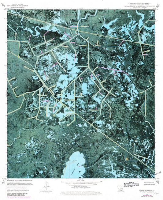 Classic USGS Carencro Bayou Louisiana 7.5'x7.5' Topo Map Image