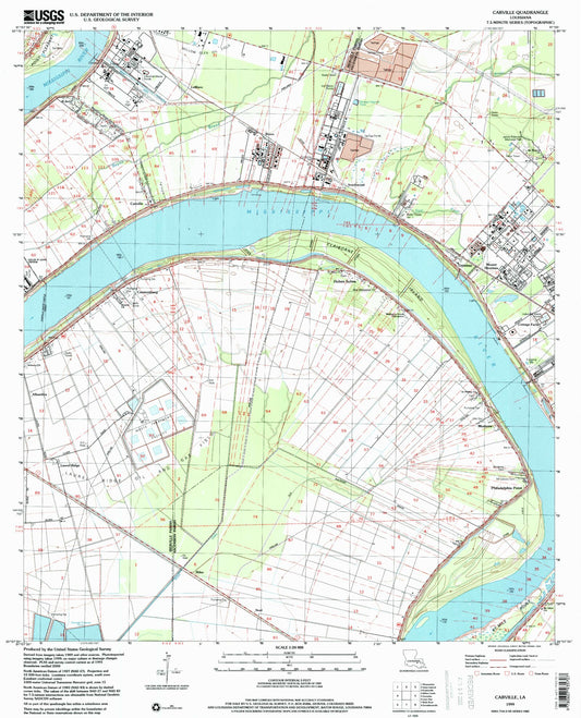Classic USGS Carville Louisiana 7.5'x7.5' Topo Map Image
