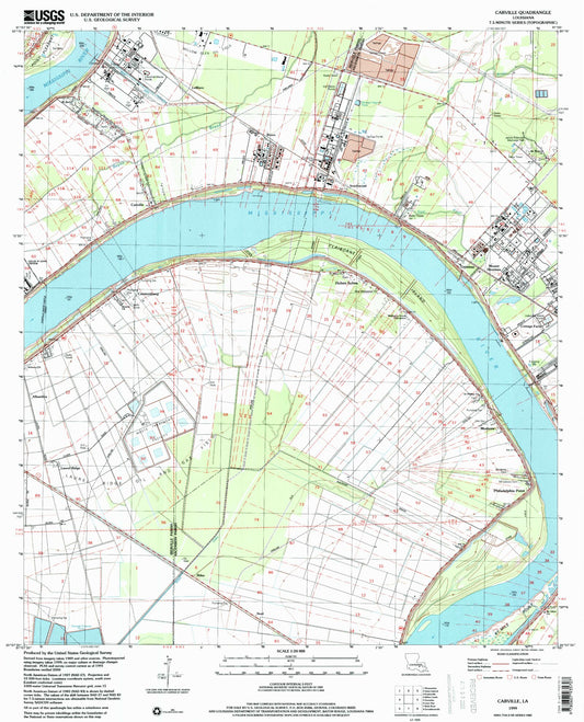 Classic USGS Carville Louisiana 7.5'x7.5' Topo Map Image