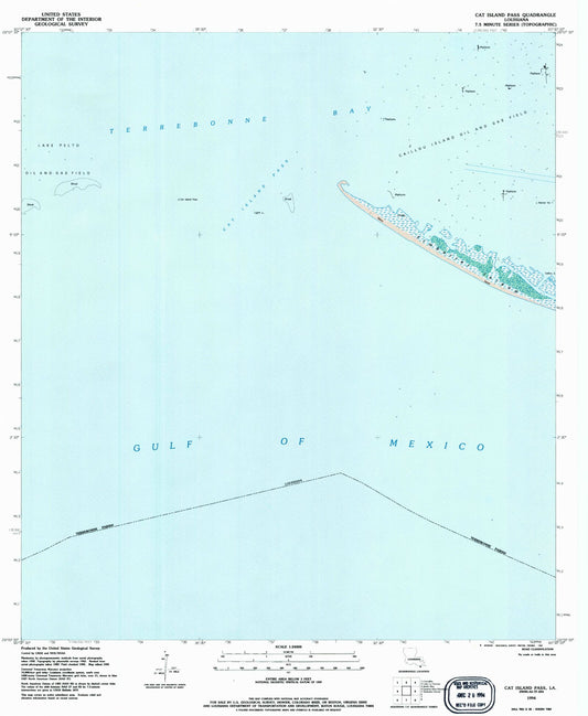 Classic USGS Cat Island Pass Louisiana 7.5'x7.5' Topo Map Image