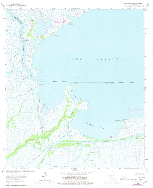 Classic USGS Catahoula Bay Louisiana 7.5'x7.5' Topo Map Image