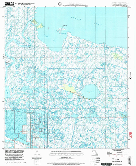 Classic USGS Catfish Lake Louisiana 7.5'x7.5' Topo Map Image