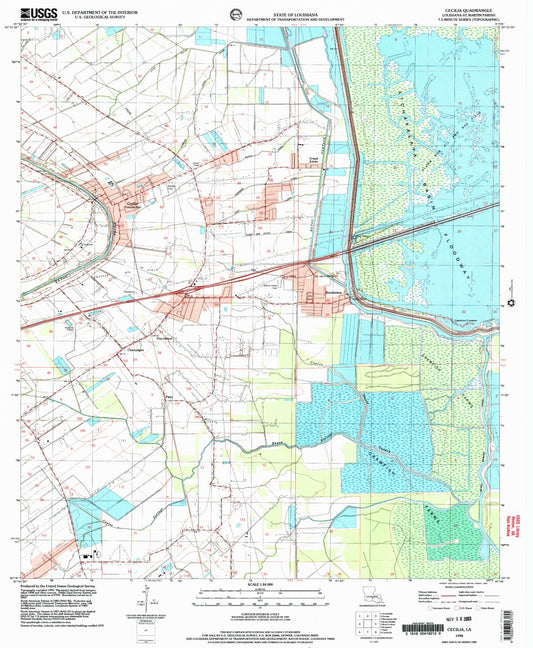 Classic USGS Cecilia Louisiana 7.5'x7.5' Topo Map Image