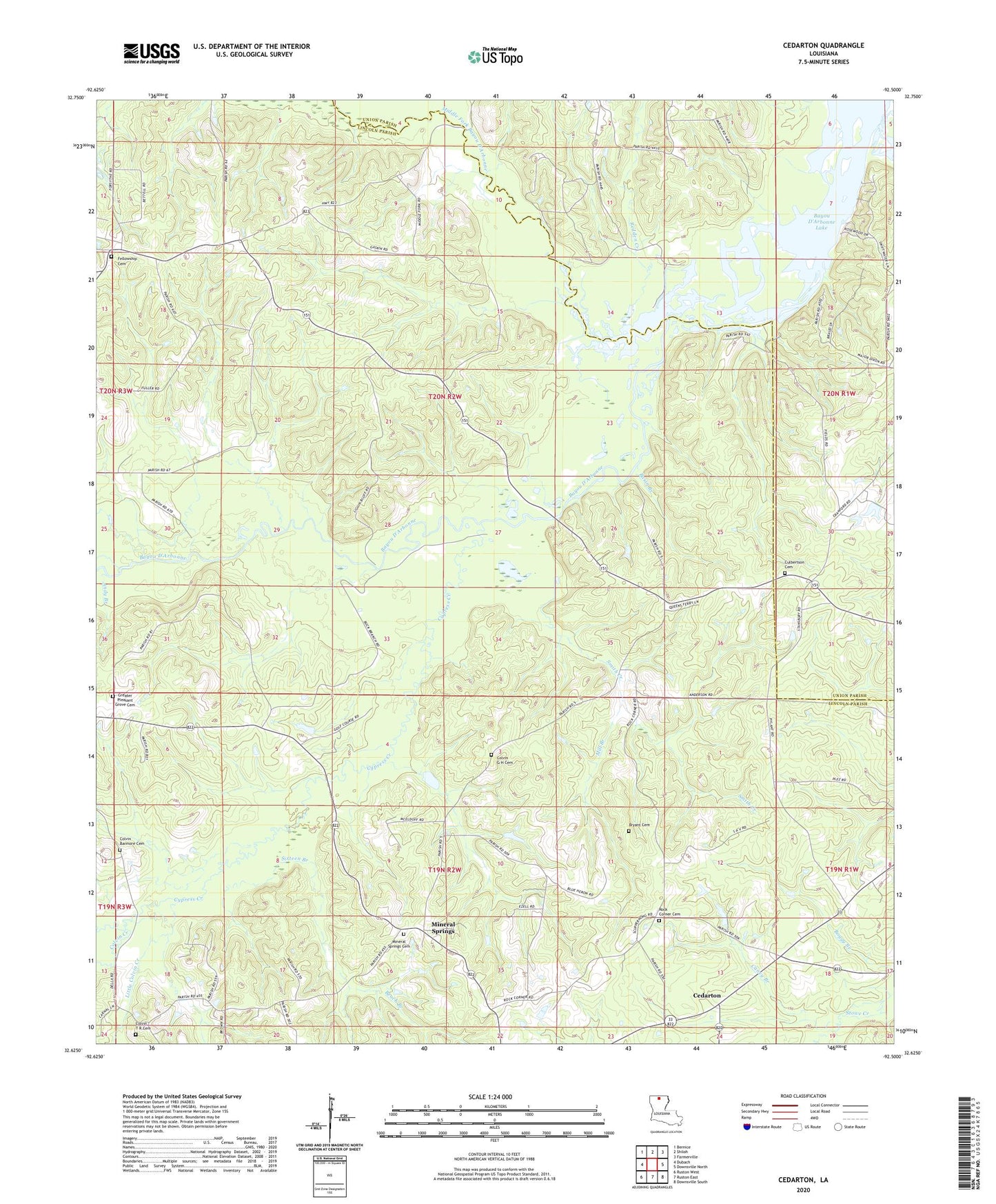 Cedarton Louisiana US Topo Map Image