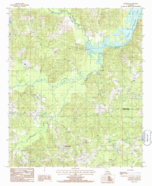 Classic USGS Cedarton Louisiana 7.5'x7.5' Topo Map Image