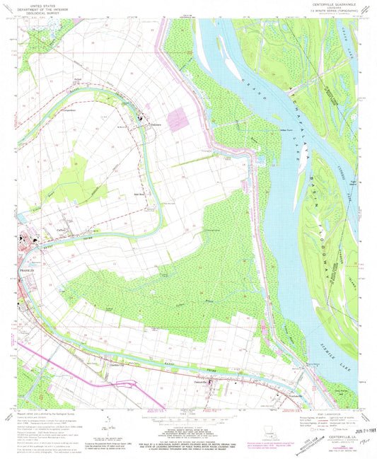 Classic USGS Centerville Louisiana 7.5'x7.5' Topo Map Image