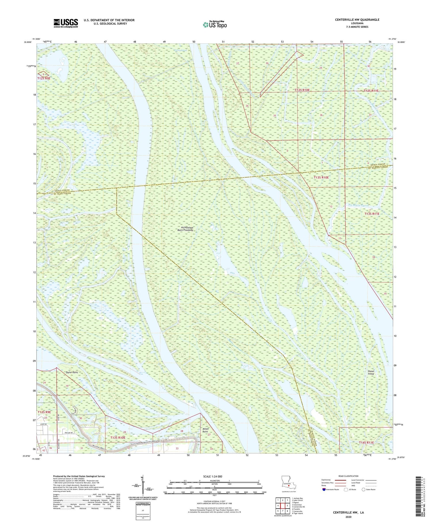 Centerville NW Louisiana US Topo Map Image