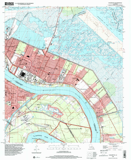 Classic USGS Chalmette Louisiana 7.5'x7.5' Topo Map Image
