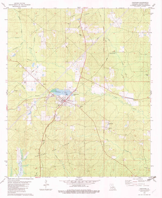 Classic USGS Chatham Louisiana 7.5'x7.5' Topo Map Image