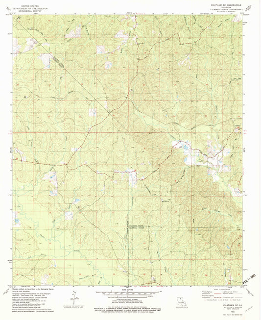 Classic USGS Chatham SE Louisiana 7.5'x7.5' Topo Map Image