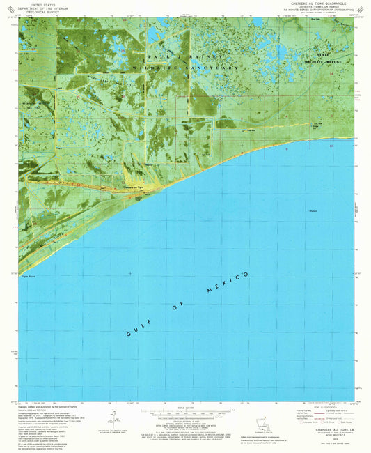 Classic USGS Cheniere au Tigre Louisiana 7.5'x7.5' Topo Map Image