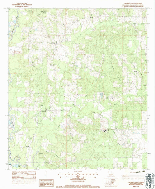 Classic USGS Chesbrough Louisiana 7.5'x7.5' Topo Map Image