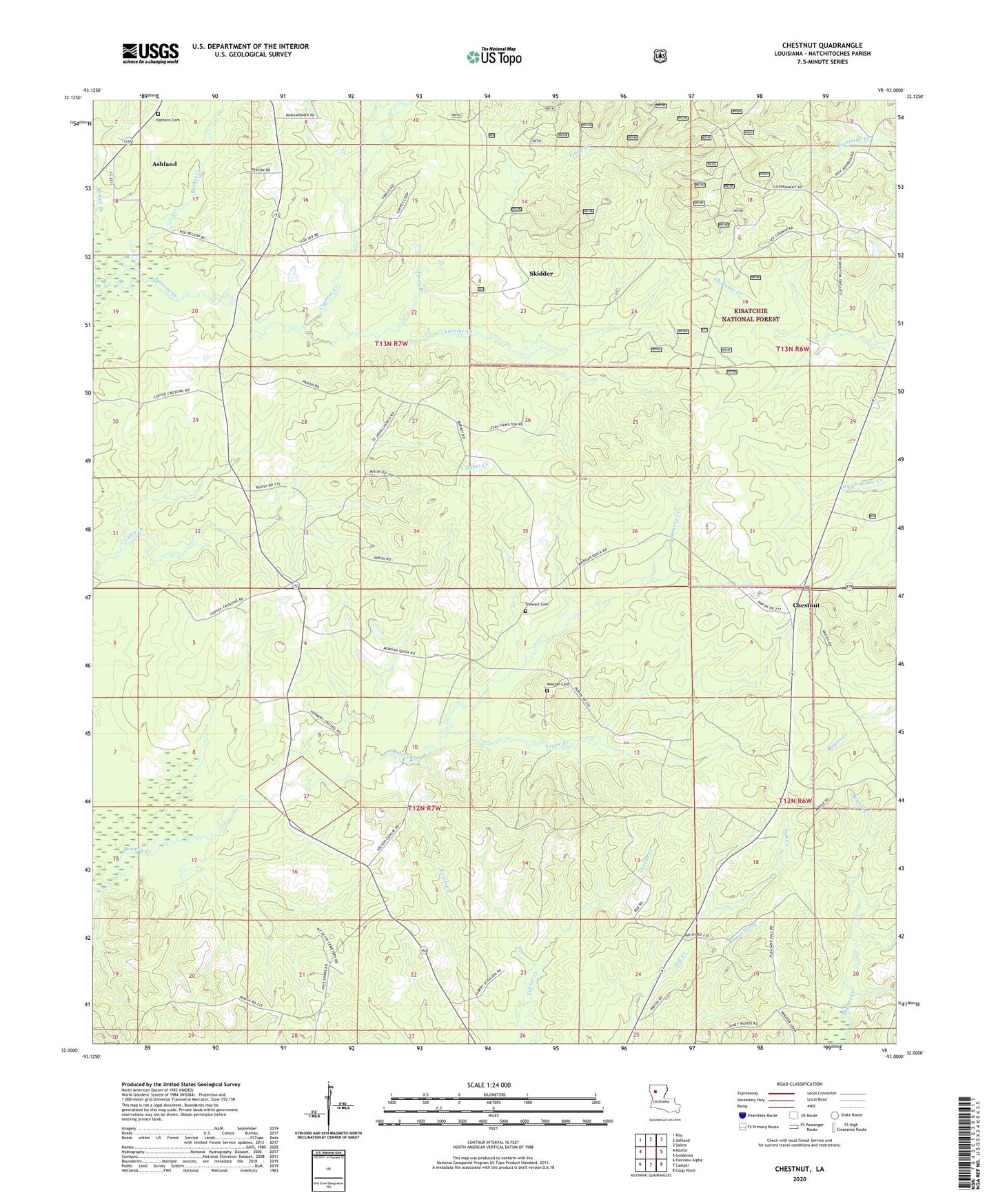 Chestnut Louisiana US Topo Map Image
