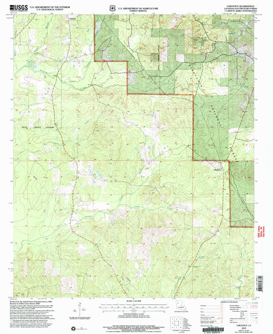 Classic USGS Chestnut Louisiana 7.5'x7.5' Topo Map Image