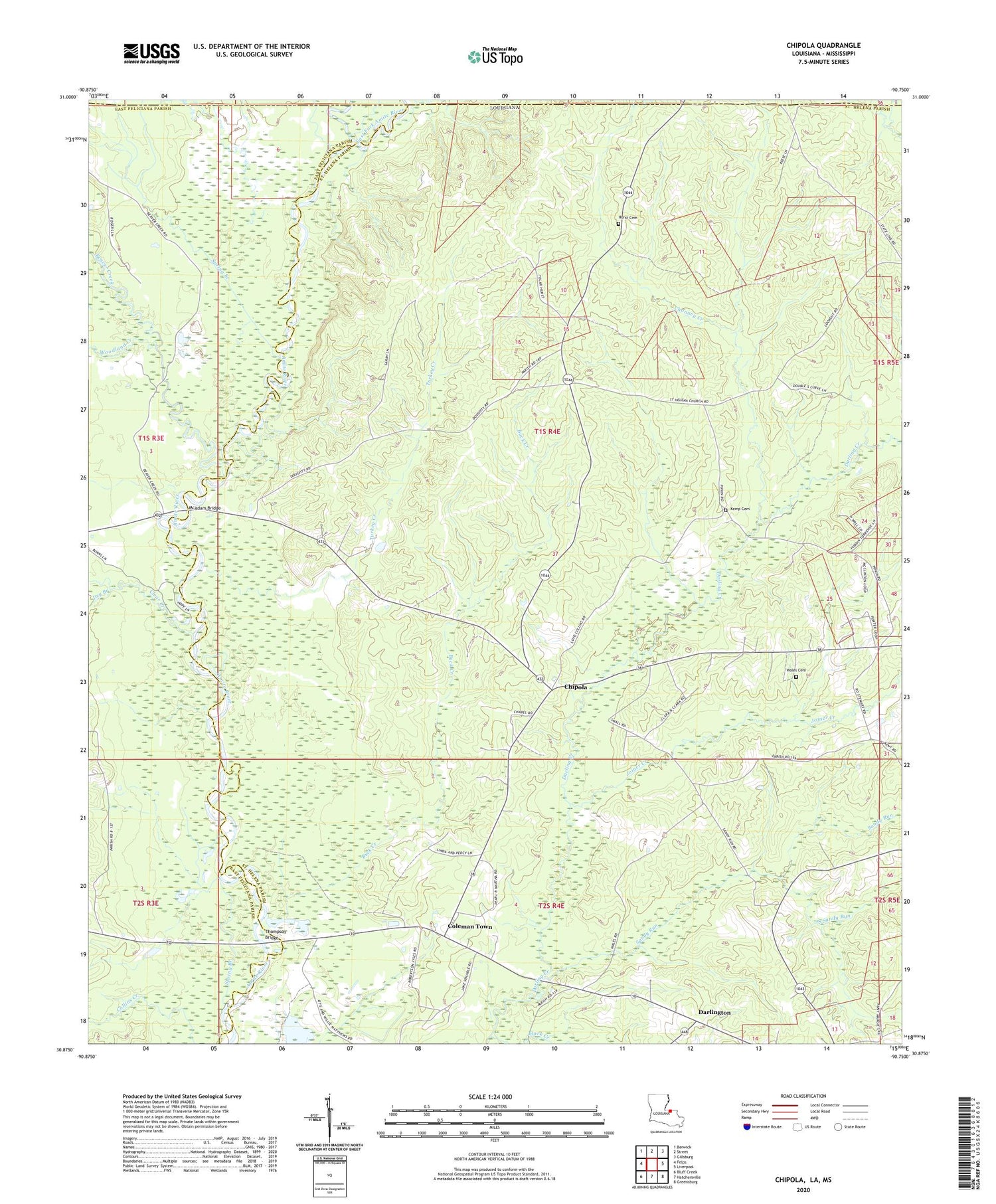 Chipola Louisiana US Topo Map Image