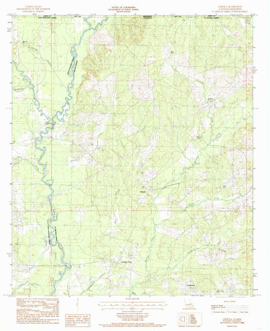 Classic USGS Chipola Louisiana 7.5'x7.5' Topo Map Image