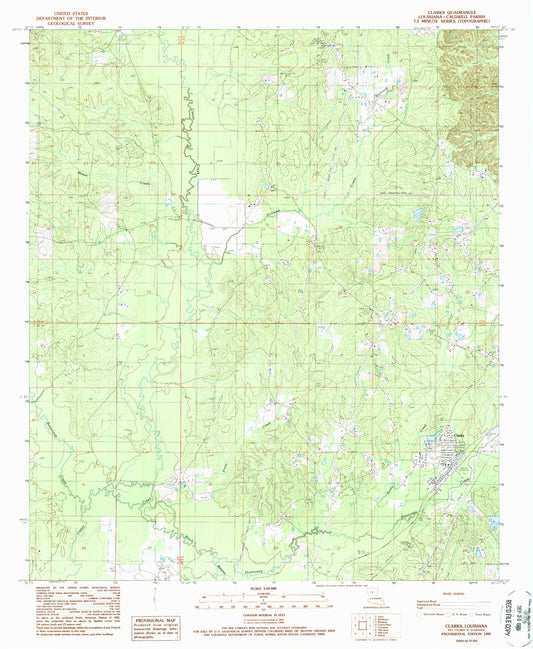 Classic USGS Clark Louisiana 7.5'x7.5' Topo Map Image