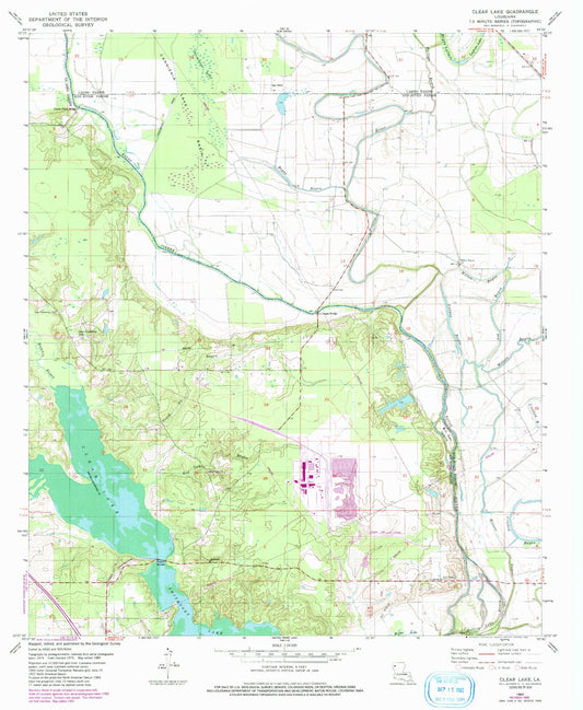 Classic USGS Clear Lake Louisiana 7.5'x7.5' Topo Map Image