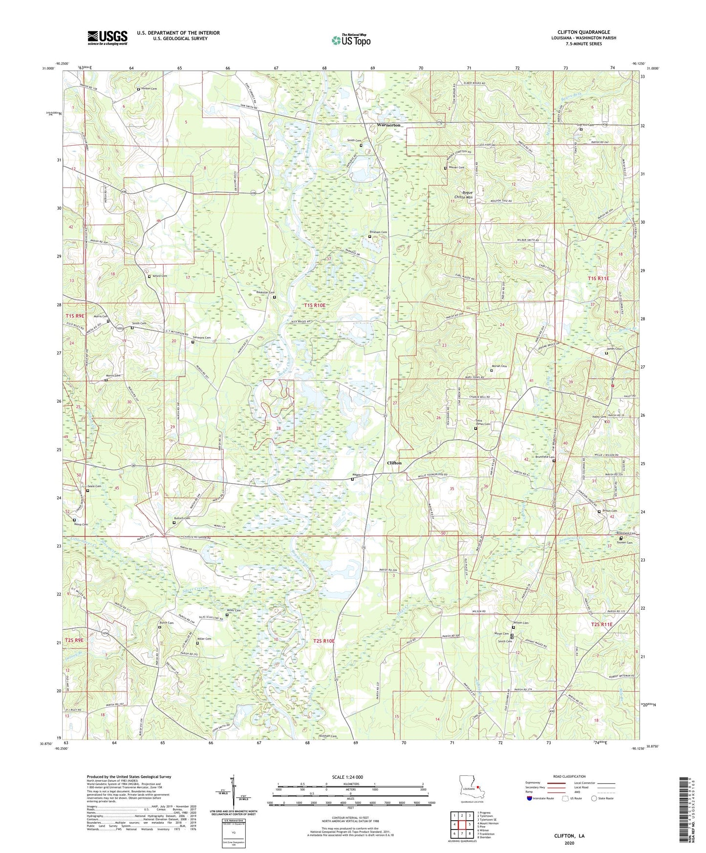 Clifton Louisiana US Topo Map Image